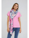Moodo Щампован шал в цвят фуксия Moodo