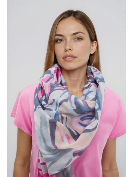 Moodo Щампован шал в цвят фуксия Moodo