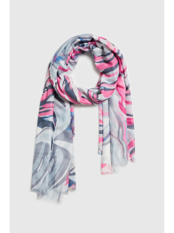 Moodo Щампован шал в цвят фуксия Moodo