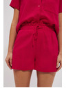 Moodo Ленени къси панталони в цвят ягода Moodo
