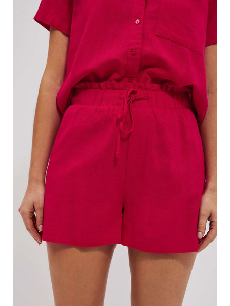 Moodo Ленени къси панталони в цвят ягода Moodo