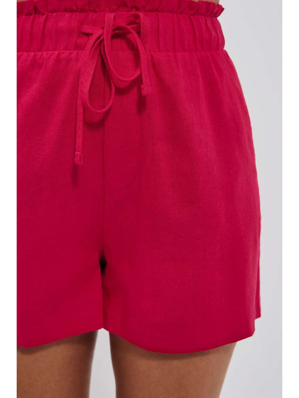 Moodo Ленени къси панталони в цвят ягода Moodo