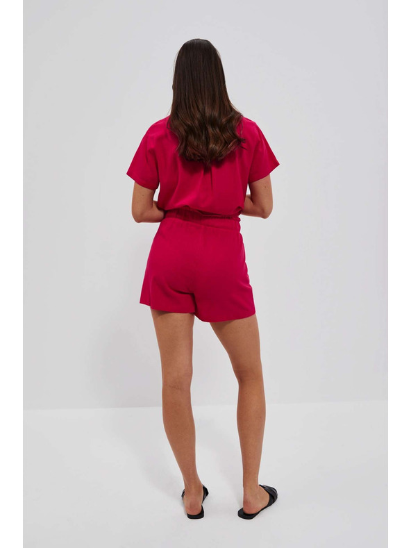 Moodo Ленени къси панталони в цвят ягода Moodo