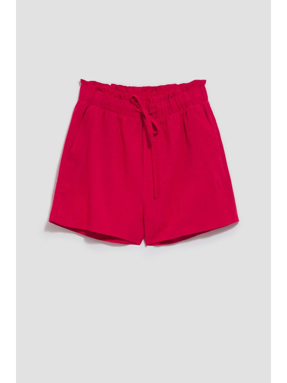 Moodo Ленени къси панталони в цвят ягода Moodo