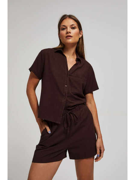 Moodo Гладки къси панталони с връзване в тъмнокафяво Moodo