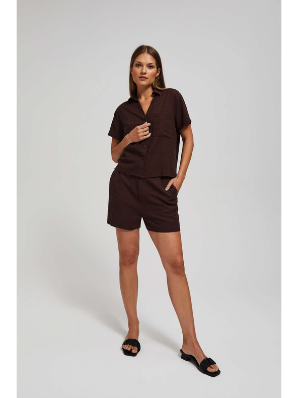 Moodo Гладки къси панталони с връзване в тъмнокафяво Moodo