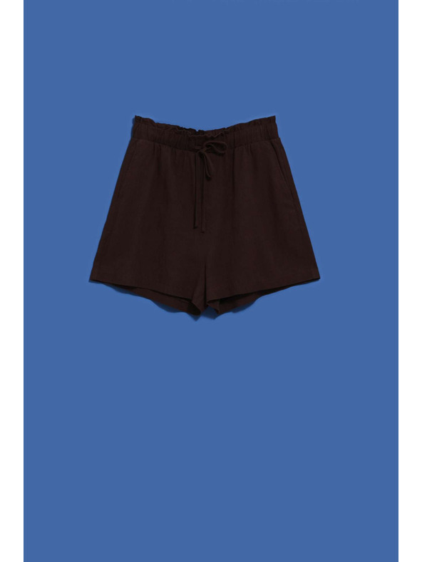 Moodo Гладки къси панталони с връзване в тъмнокафяво Moodo