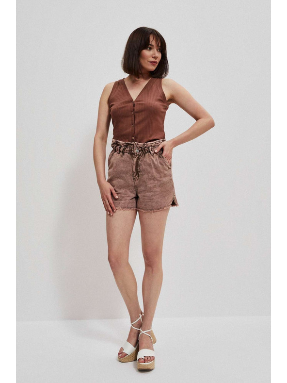 Moodo Ребрест топ в шоколадов цвят Moodo