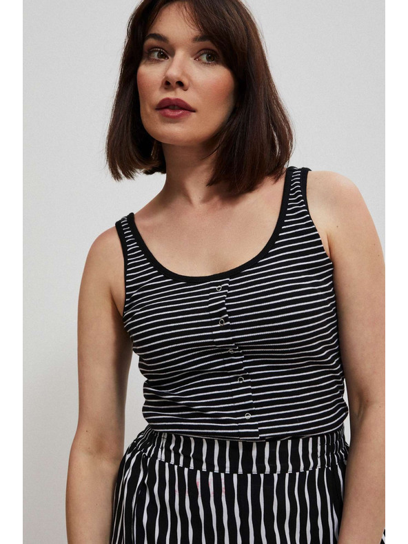 Moodo Черно-бял раиран топ с копчета Moodo