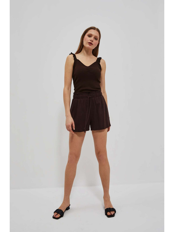 Moodo Тъмнокафяв топ с декоративни презрамки Moodo