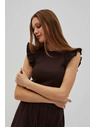 Moodo Тъмнокафява блуза с волани на раменете Moodo