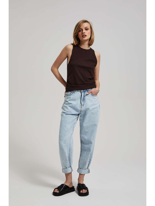 Moodo Тъмнокафяв топ със събрани странични части Moodo