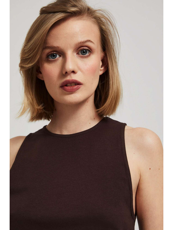 Moodo Тъмнокафяв топ със събрани странични части Moodo