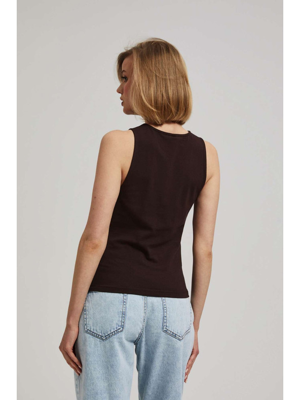 Moodo Тъмнокафяв топ със събрани странични части Moodo