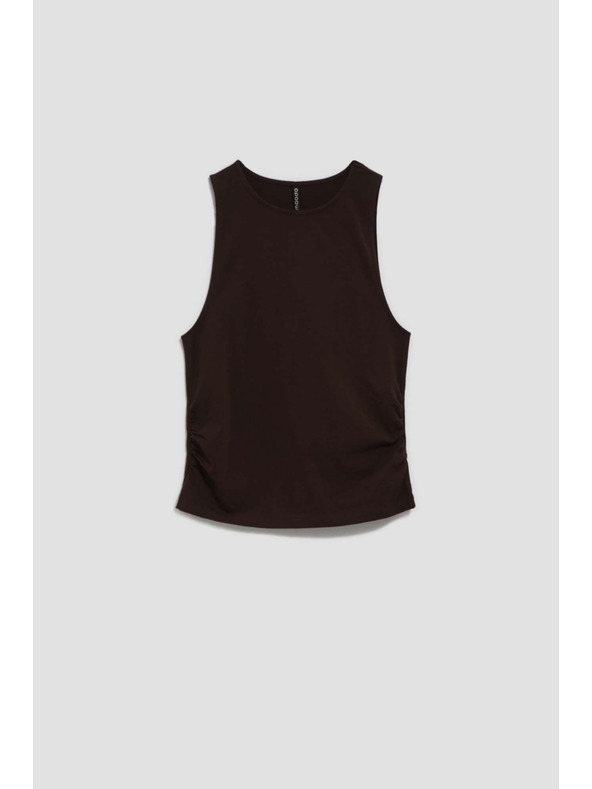 Moodo Тъмнокафяв топ със събрани странични части Moodo