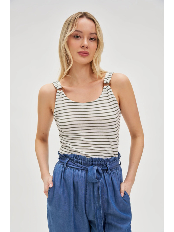 Moodo Бял раиран топ Moodo