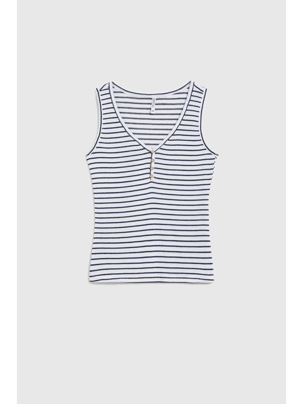 Moodo Бял раиран топ с копчета Moodo