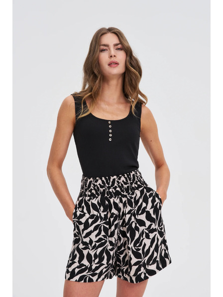 Moodo Ребрест топ с копчета в черно Moodo