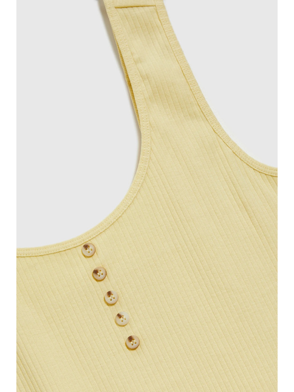 Moodo Ребрест топ с копчета в жълто Moodo