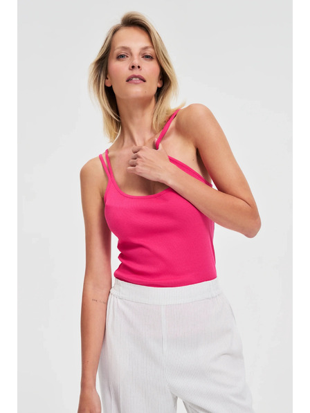 Moodo Памучен топ в цвят фуксия Moodo