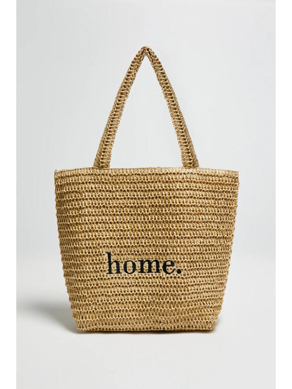 Moodo Плетена бежова чанта Moodo