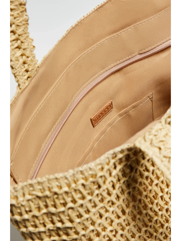 Moodo Плетена бежова чанта Moodo