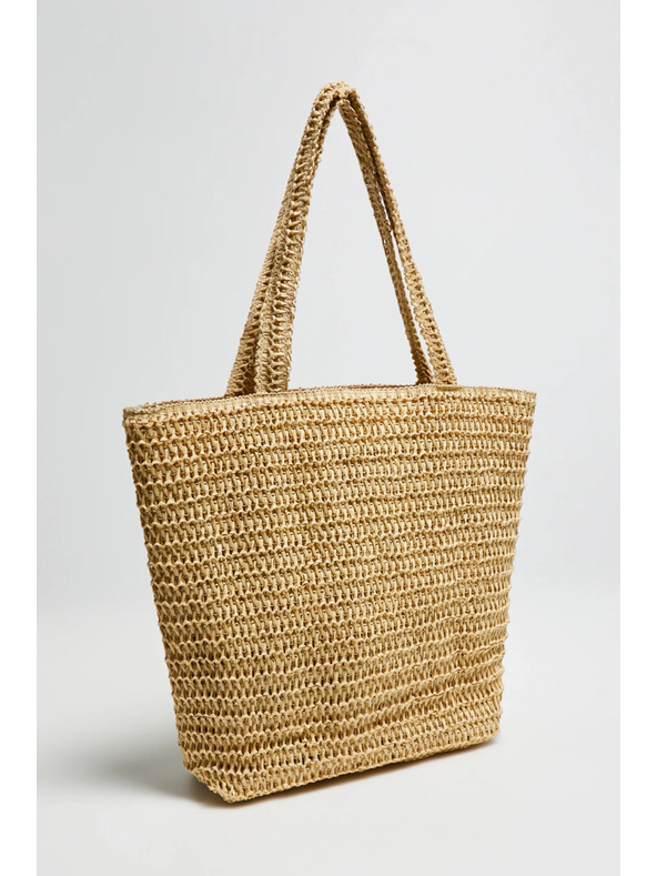 Moodo Плетена бежова чанта Moodo