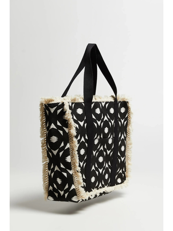 Moodo Голяма чанта с ресни черна Moodo