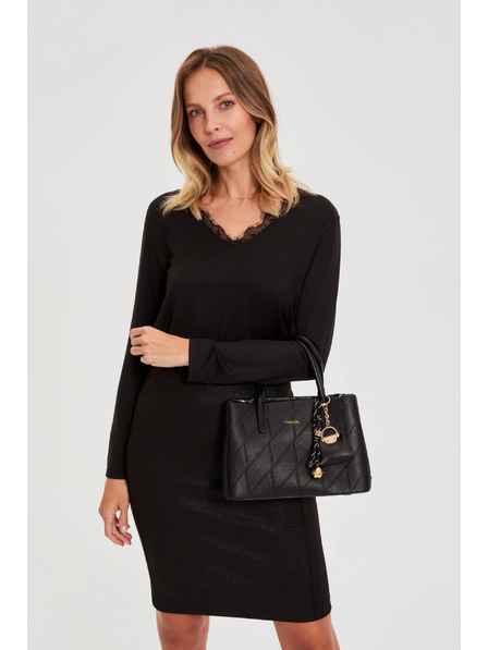 Moodo Черна чанта с висулка Moodo