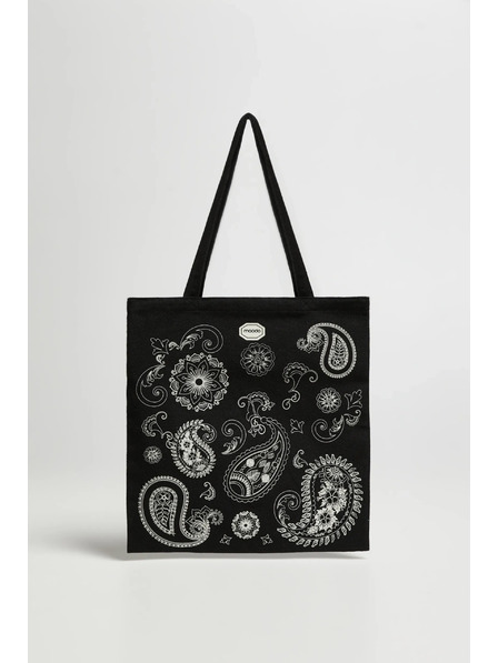 Moodo Черна пазарска чанта с принт Moodo