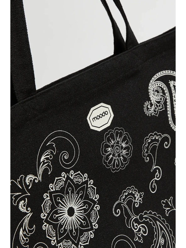 Moodo Черна пазарска чанта с принт Moodo