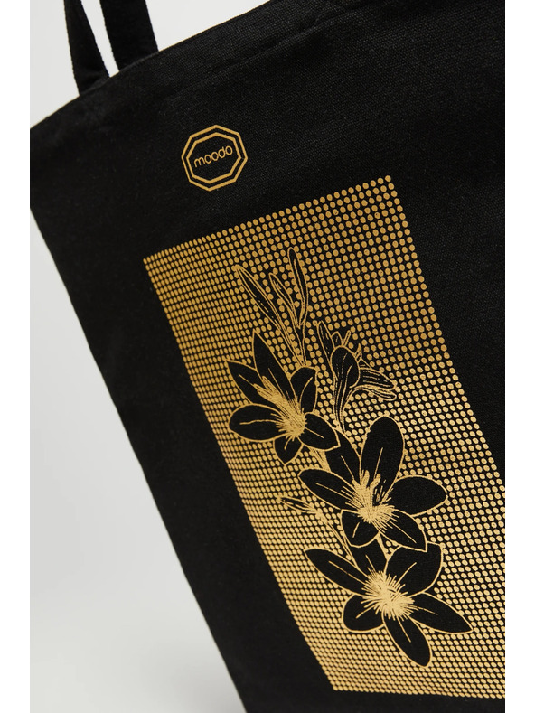 Moodo Черна пазарска чанта с принт Moodo