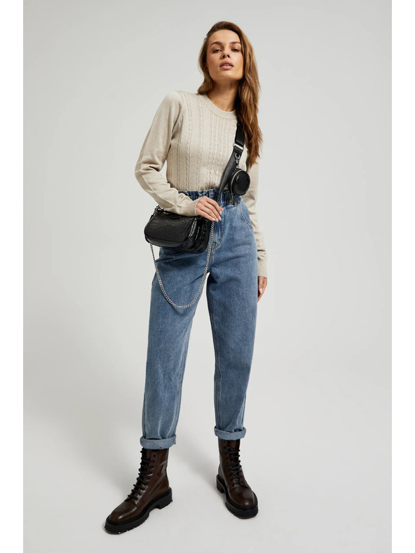 Moodo Двойна черна чанта с ефект на змийска кожа Moodo