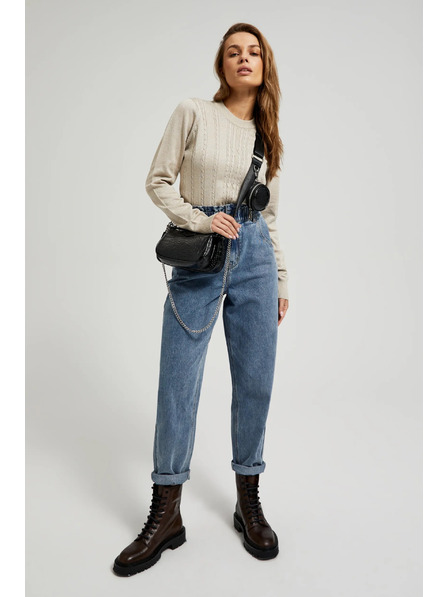 Moodo Двойна черна чанта с ефект на змийска кожа Moodo