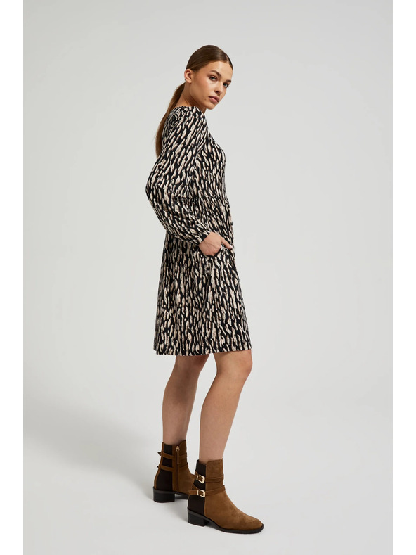 Moodo Кафяви рокли с обемни ръкави Moodo