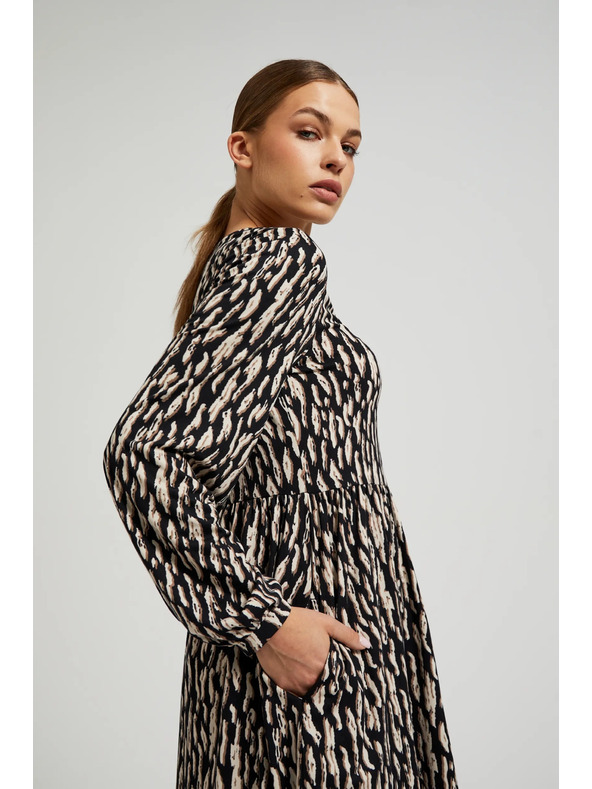 Moodo Кафяви рокли с обемни ръкави Moodo