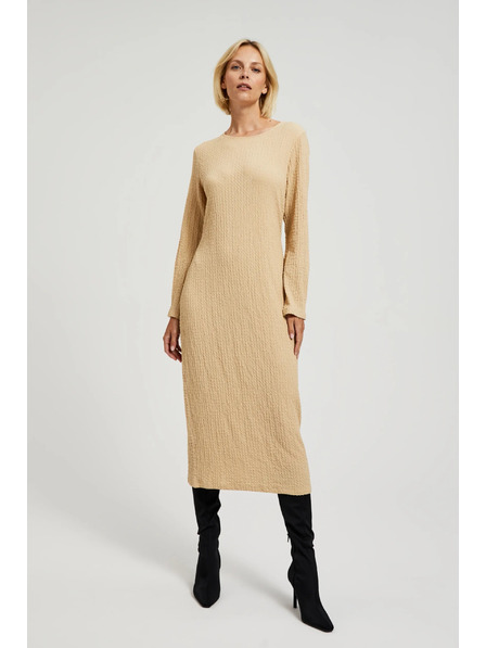 Moodo Бежови миди рокли с дълъг ръкав Moodo
