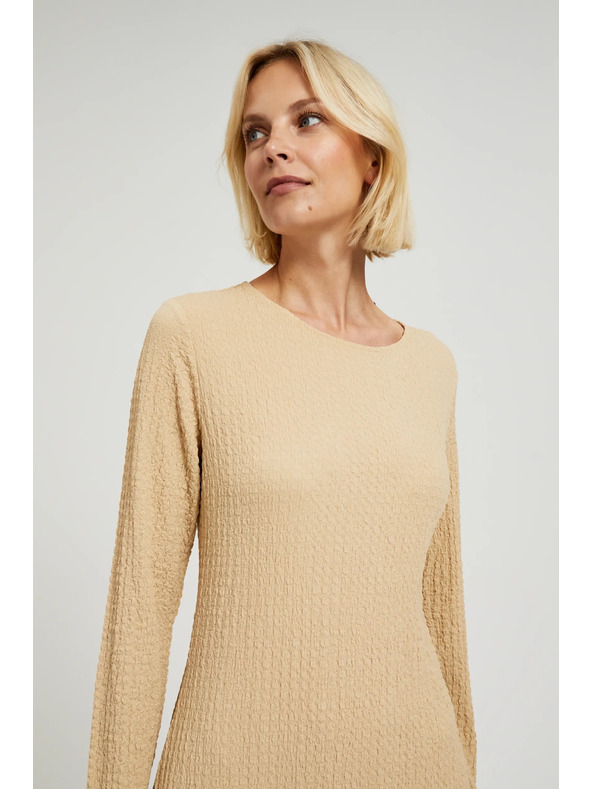 Moodo Бежови миди рокли с дълъг ръкав Moodo