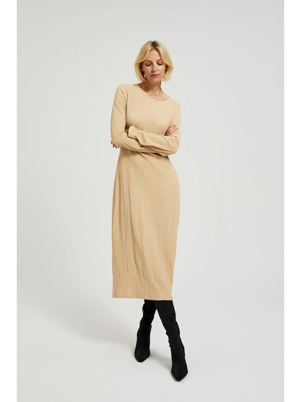 Moodo Бежови миди рокли с дълъг ръкав Moodo