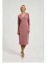 Moodo Прави рокли с V-образно деколте в пудрово розово Moodo