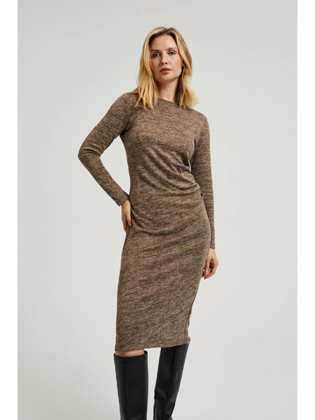 Moodo Кафяви миди рокли с набирания Moodo