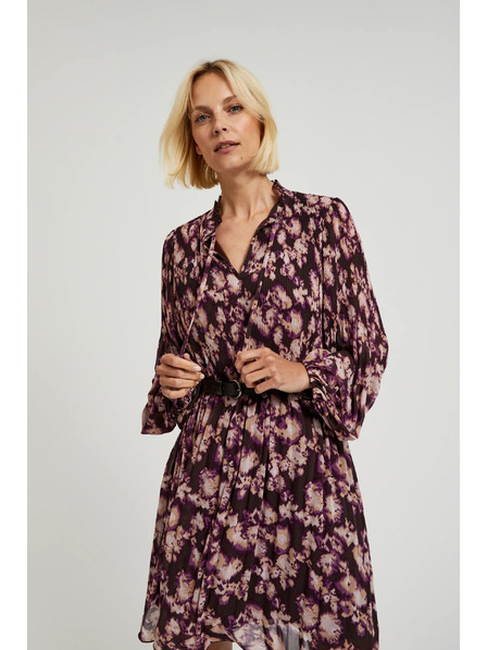 Moodo Плисирани рокли с колан в кафяво Moodo