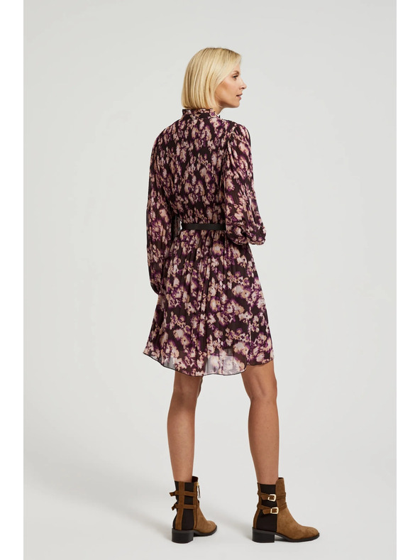 Moodo Плисирани рокли с колан в кафяво Moodo