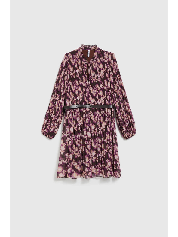 Moodo Плисирани рокли с колан в кафяво Moodo