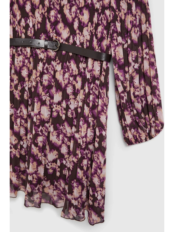 Moodo Плисирани рокли с колан в кафяво Moodo