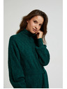 Moodo Зелени плетени рокли с поло яка и обемни ръкави Moodo