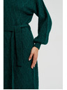 Moodo Зелени плетени рокли с поло яка и обемни ръкави Moodo