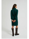 Moodo Зелени плетени рокли с поло яка и обемни ръкави Moodo
