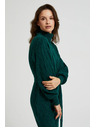 Moodo Зелени плетени рокли с поло яка и обемни ръкави Moodo