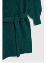 Moodo Зелени плетени рокли с поло яка и обемни ръкави Moodo